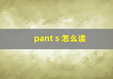 pant s 怎么读